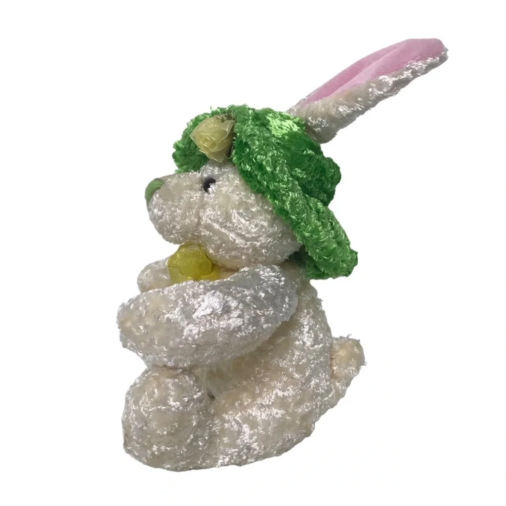 Vintage DanDee Easter Bunny Rabbit Plush Ears Bonnet Hat Silky Stuffed Animal